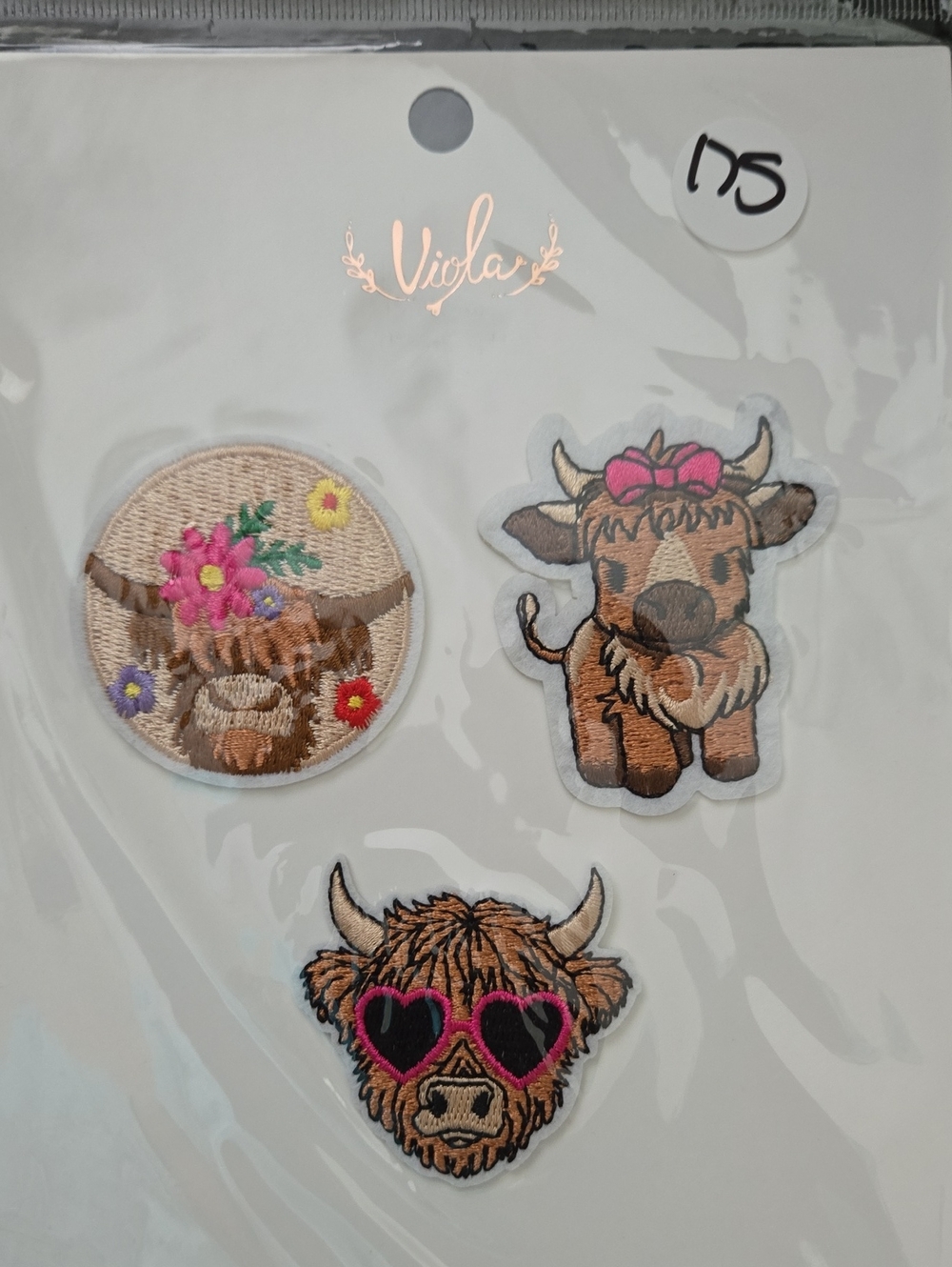 Beige & Brown Highland Cow Iron-On Patch Set